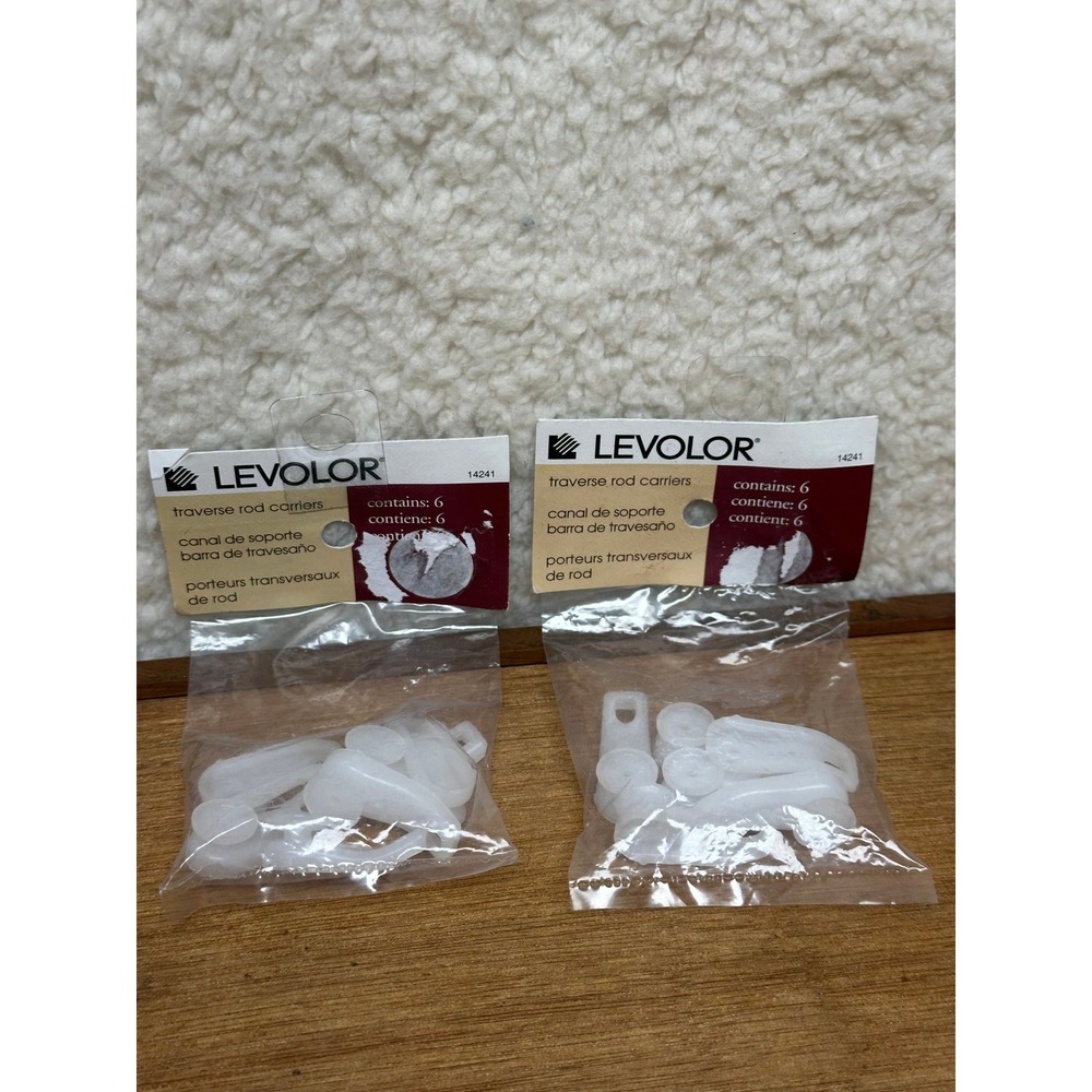 Levolor Traverse Rod Carriers White Plastic 14241 2 Packs of 6 Total 12